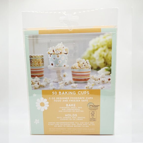 NEW My Minds Eye Gold Foiled Daisies and Stripes Baking Cups - 50 Count - Picture 6 of 6